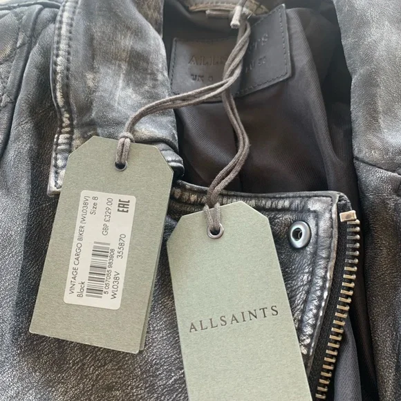 All Saints Leather Vintage Cargo Jacket